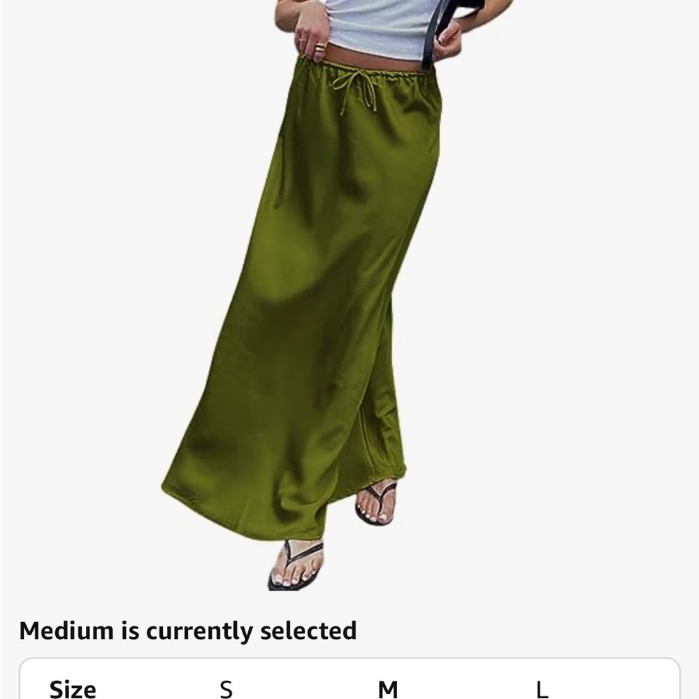 Green Maxi Slip Skirt with Ruched Detail